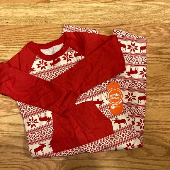 wonder nation Other - (5/$25) Wonder Nation Red Snowflake Long Sleeve Pants Bodysuit Size 24 Months